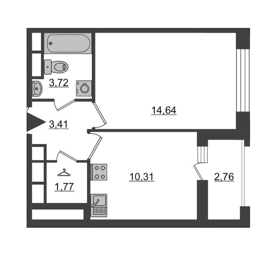 Однокомнатная квартира в : площадь 35.23 м2 , этаж: 4 – купить в Санкт-Петербурге